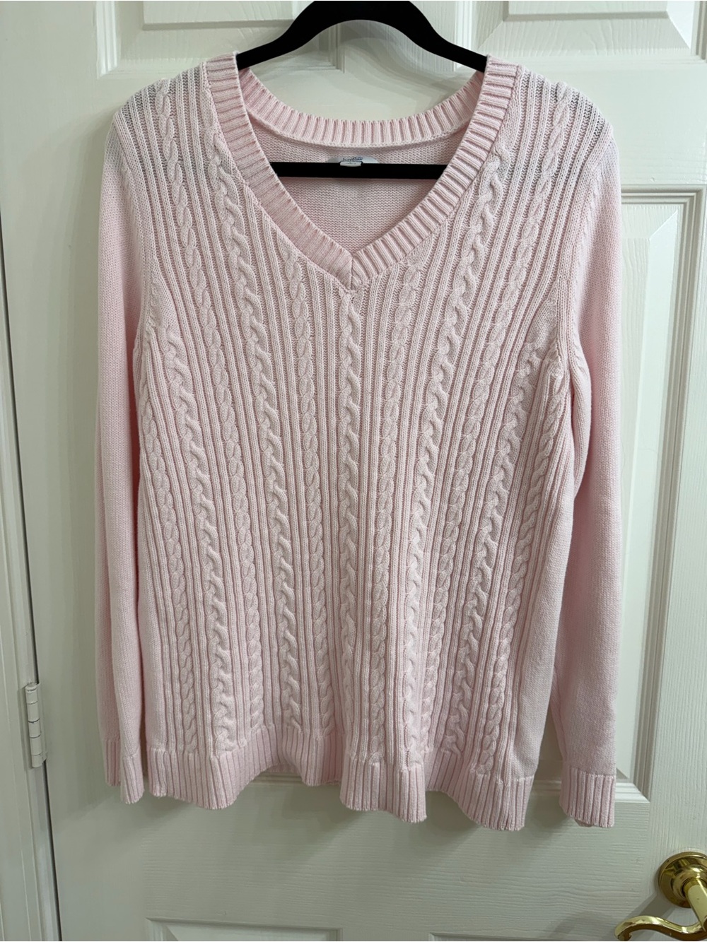 croft & barrow Light Pink Cable Knit V-Neck Sweater